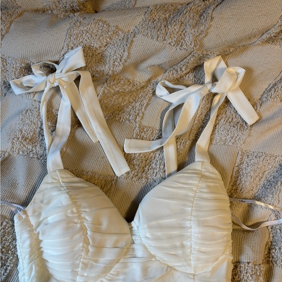Lulu's Ivory Ruched Mini Dress - Picture 2 of 5
